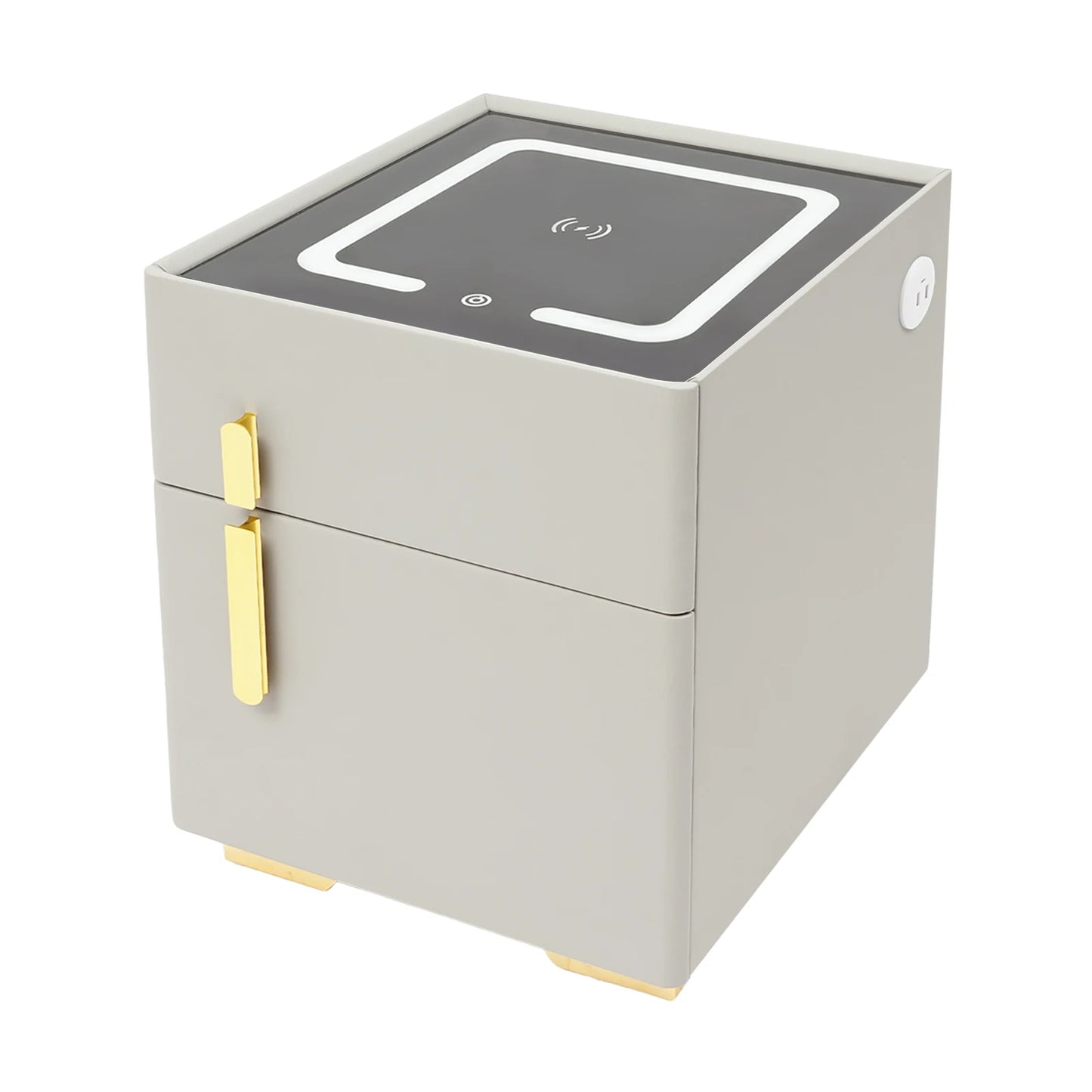 Solid Wood LED Smart Nightstand w/ Drawer (2), Safe, Wireless Charging