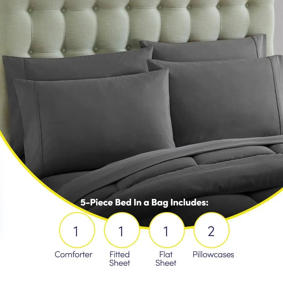 Microfiber Bedding Comforter Set Twin Size 5 Pieces