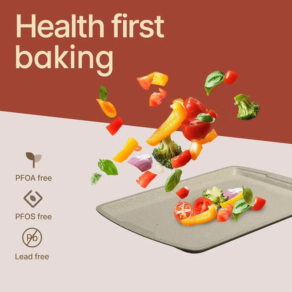 6-Piece Stackable Bakeware Set - Non-Stick Carbon Steel Baking Pans for Professional & Home Cooking