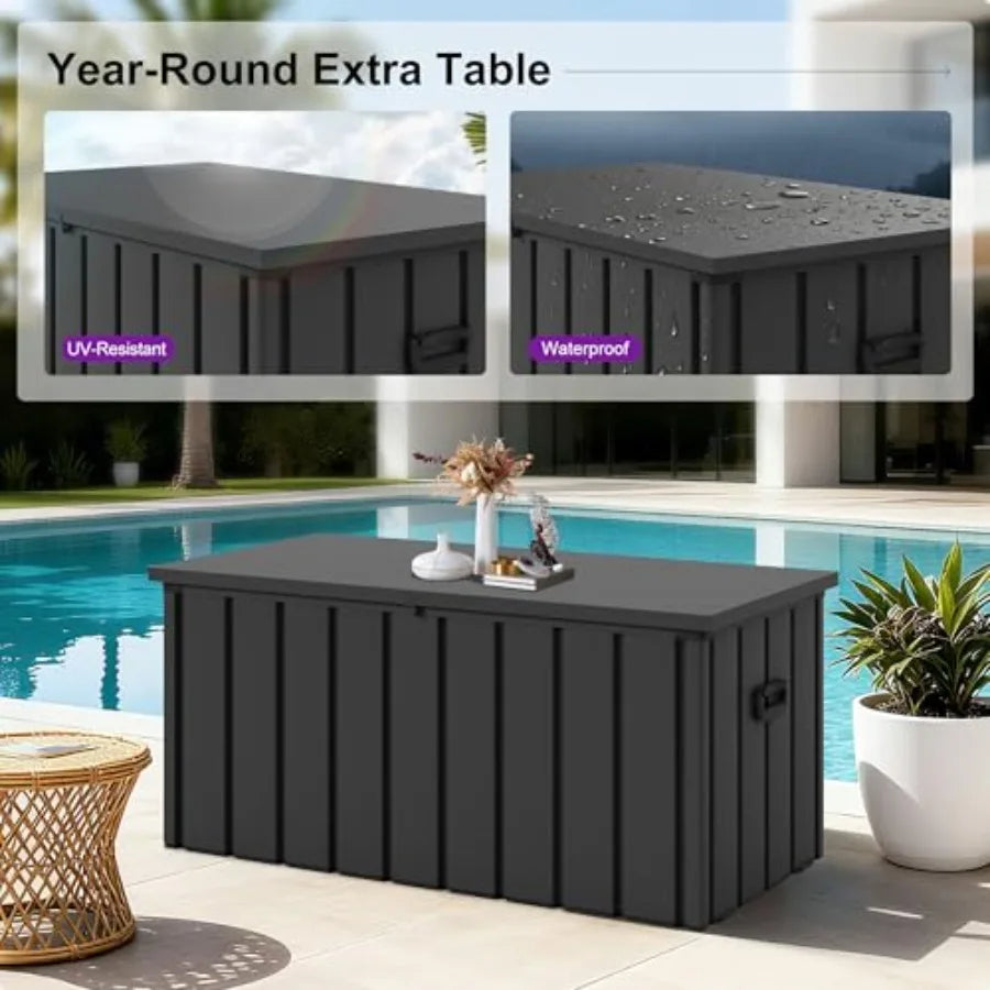 Waterproof Outdoor Lockable Deck Storage Box with Lid 100 Gallon