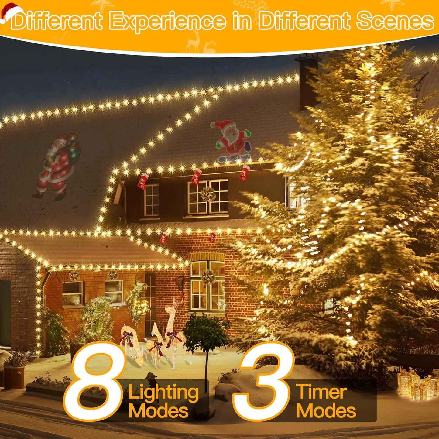 Outdoor Solar String Lights Decorative Waterproof Christmas Lights 240 Lights 100Ft