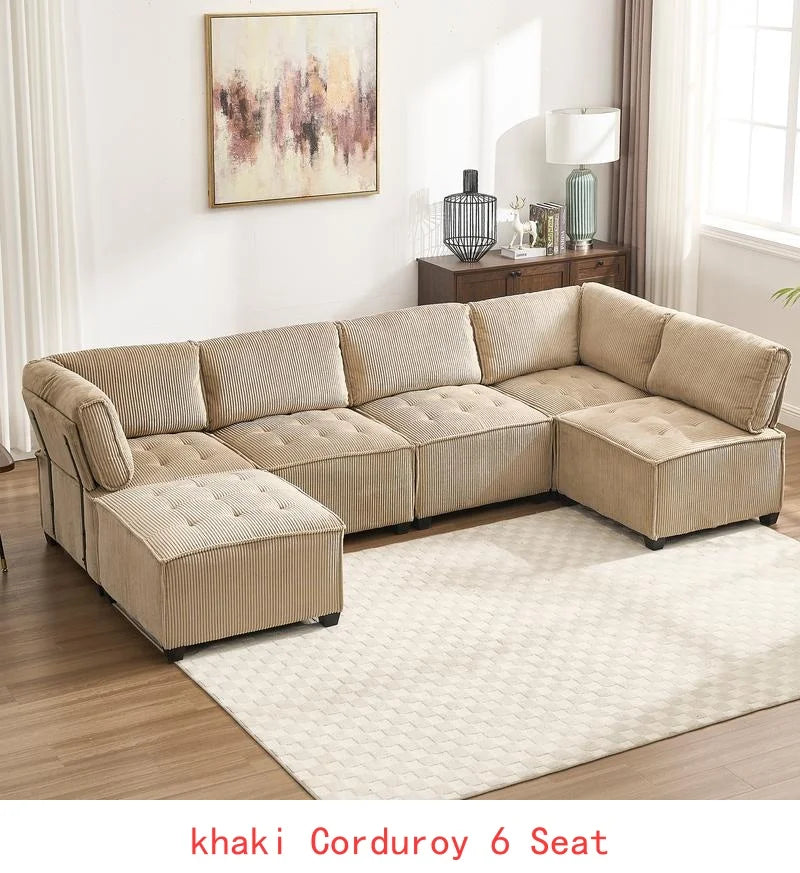 Modular Sectional Sofa U-Shaped Couch with Reversible Chaise 6-Seat Convertible Design