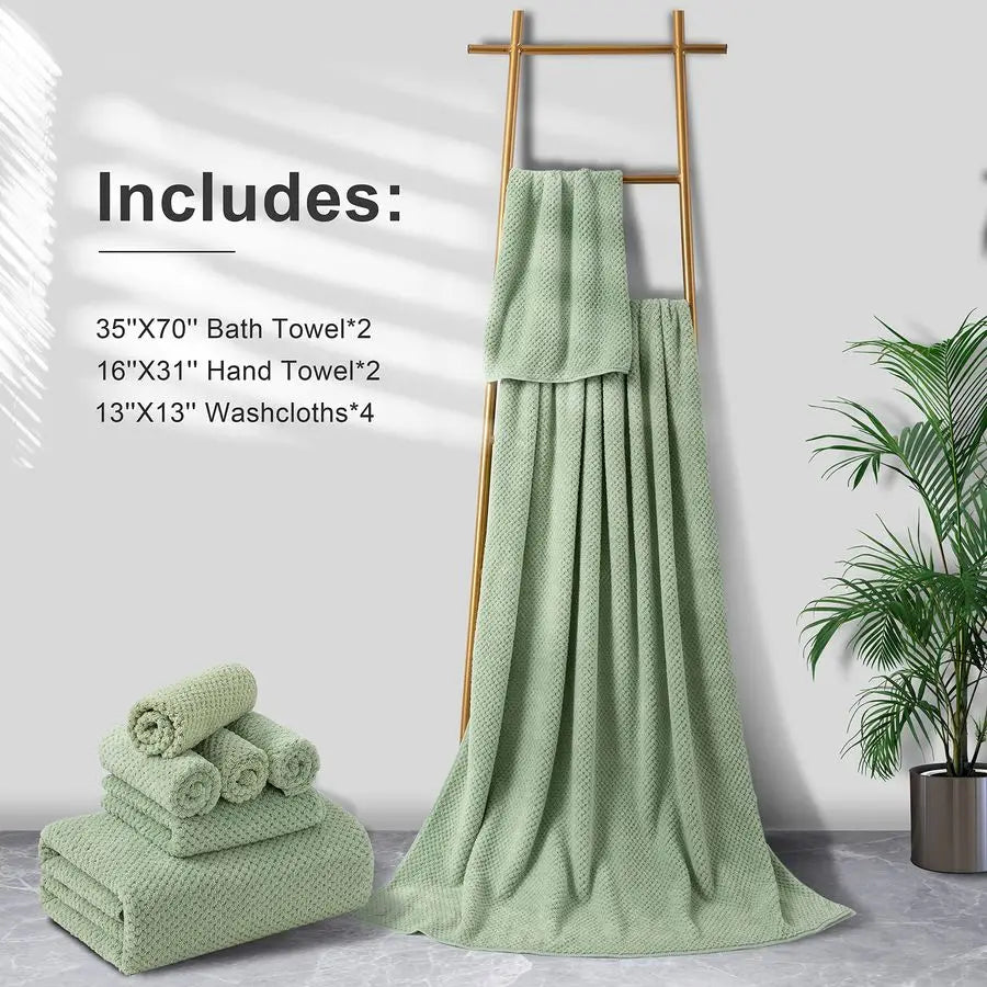 Ultra Soft Highly Absorbent Quick Dry Polyester Bath Towel Set 2 Extra Large Bath Towels 2 Hand Towels 4 Washcloths