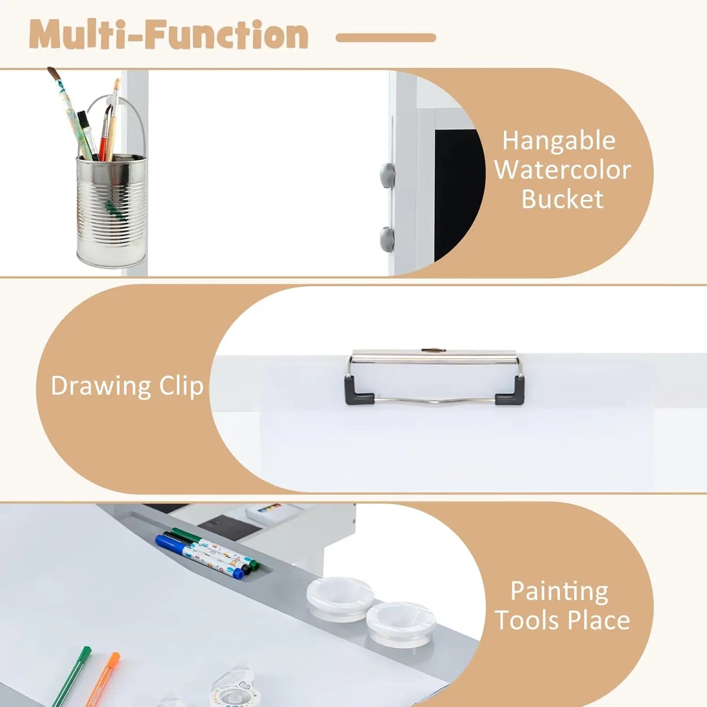 3-in-1 Adjustable Kids Art Table Chair Set with Dual-Sided Easel Paper Roll Storage