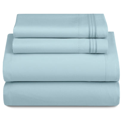 Décor Microfiber Bedding Sheet Set Flat Sheet, 16 Inches Deep Pocket Fitted Sheet 3 Pieces