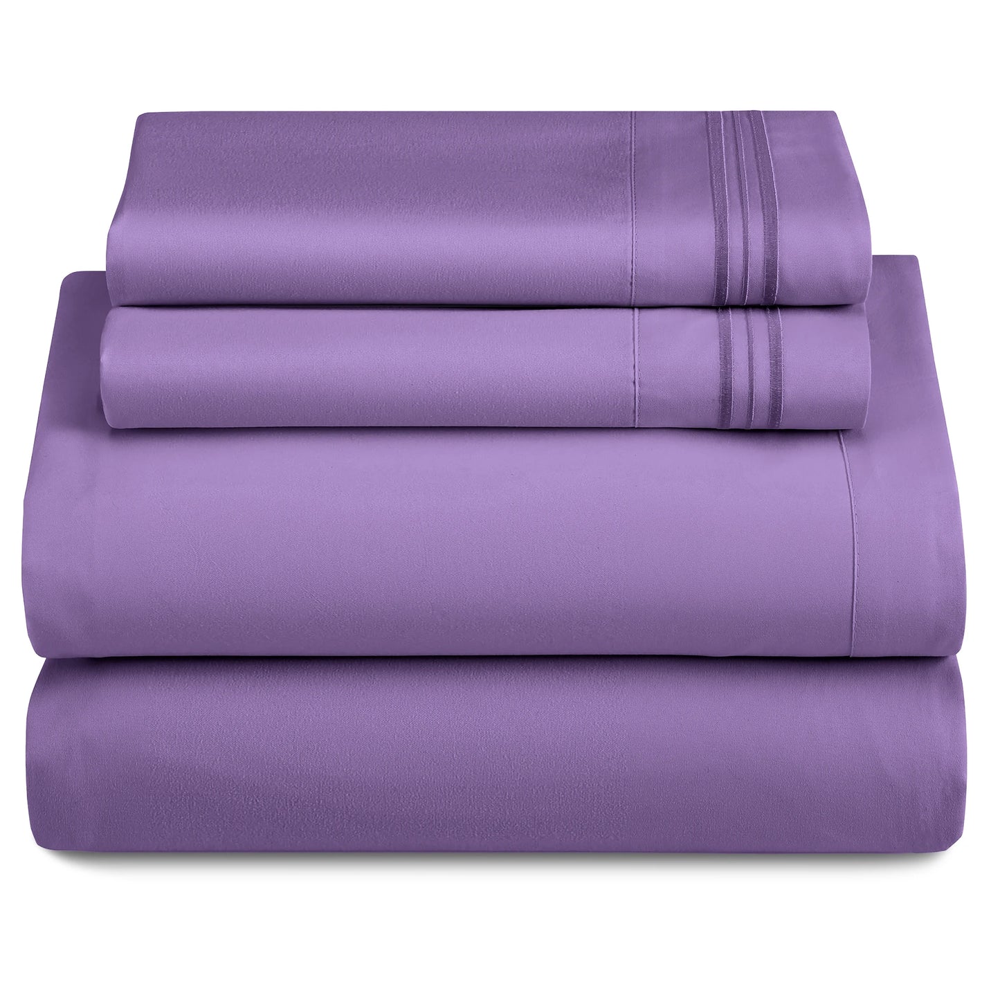 Décor Microfiber Bedding Sheet Set Flat Sheet, 16 Inches Deep Pocket Fitted Sheet 3 Pieces