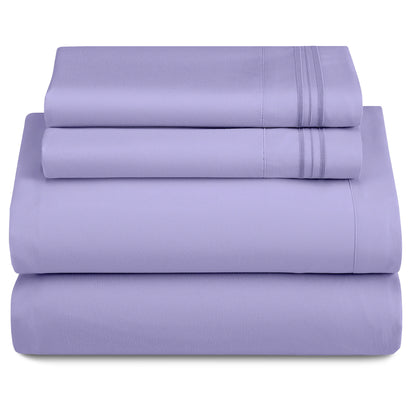 Décor Microfiber Bedding Sheet Set Flat Sheet, 16 Inches Deep Pocket Fitted Sheet 3 Pieces