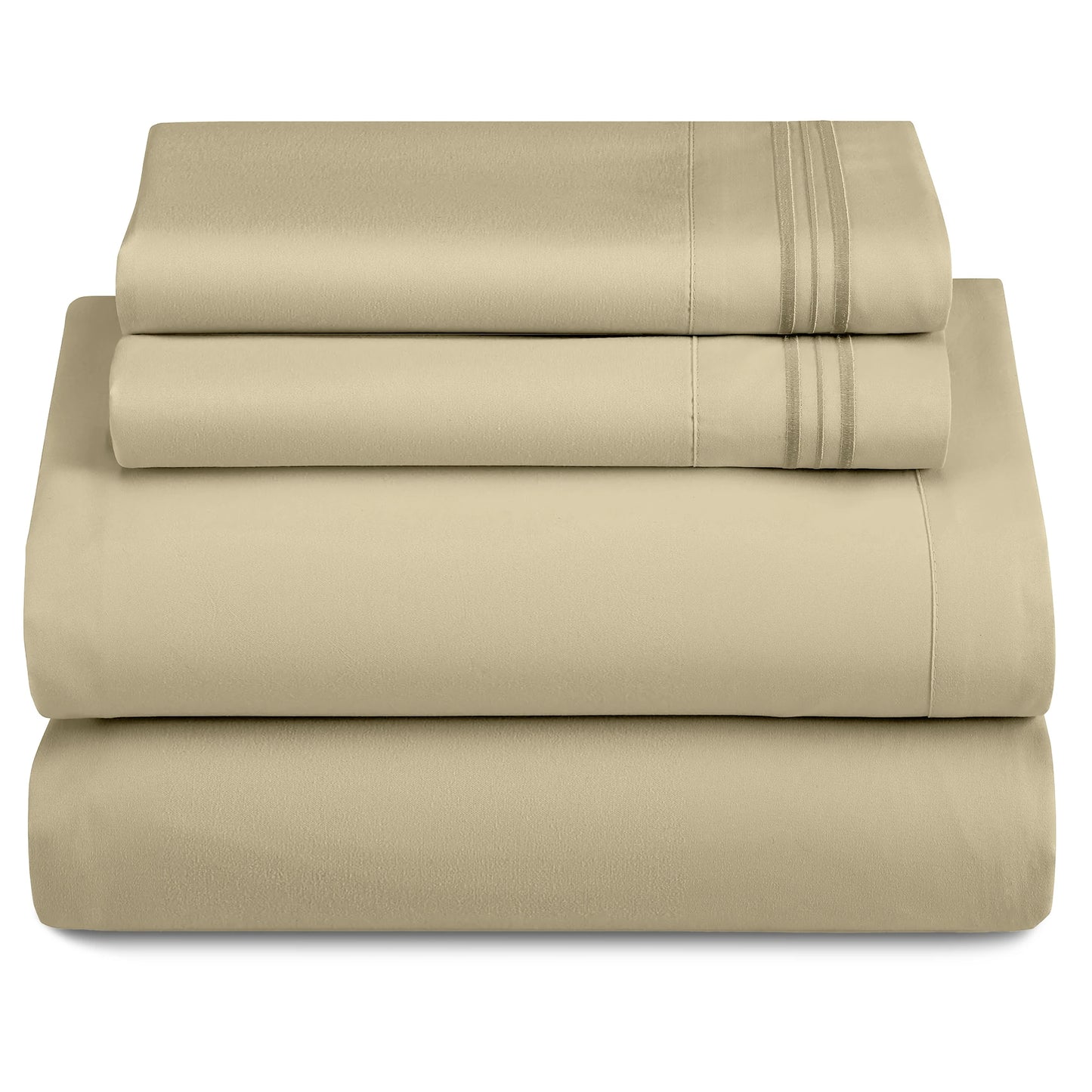 Décor Microfiber Bedding Sheet Set Flat Sheet, 16 Inches Deep Pocket Fitted Sheet 3 Pieces