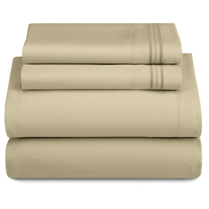 Décor Microfiber Bedding Sheet Set Flat Sheet, 16 Inches Deep Pocket Fitted Sheet 3 Pieces