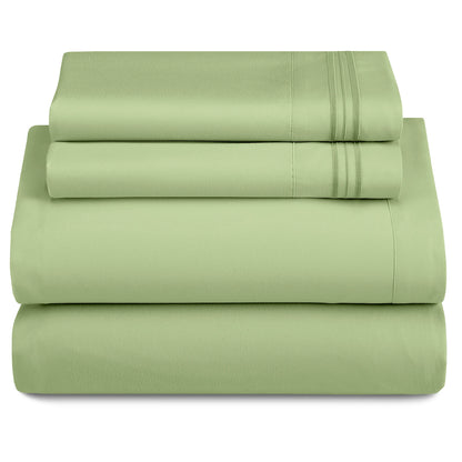 Décor Microfiber Bedding Sheet Set Flat Sheet, 16 Inches Deep Pocket Fitted Sheet 3 Pieces