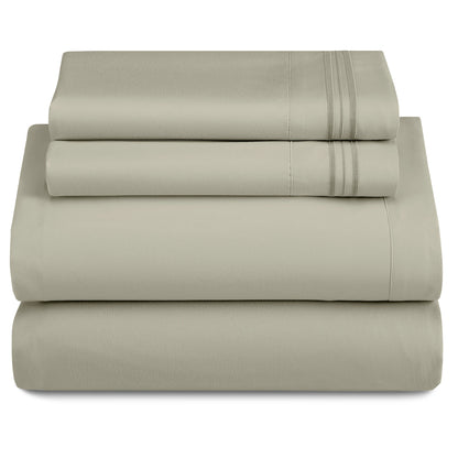 Décor Microfiber Bedding Sheet Set Flat Sheet, 16 Inches Deep Pocket Fitted Sheet 3 Pieces