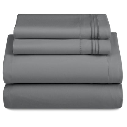 Décor Microfiber Bedding Sheet Set Flat Sheet, 16 Inches Deep Pocket Fitted Sheet 3 Pieces