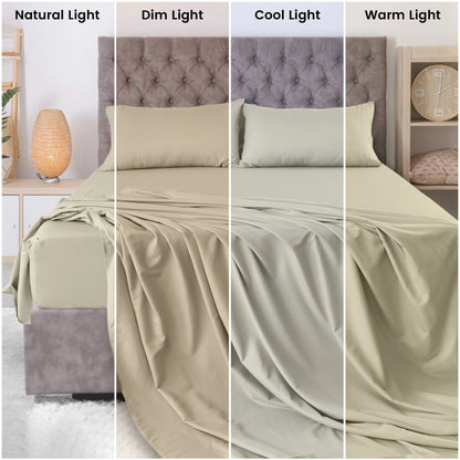 Décor Microfiber Bedding Sheet Set Flat Sheet, 16 Inches Deep Pocket Fitted Sheet 3 Pieces