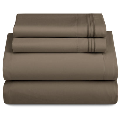 Décor Microfiber Bedding Sheet Set Flat Sheet, 16 Inches Deep Pocket Fitted Sheet 3 Pieces