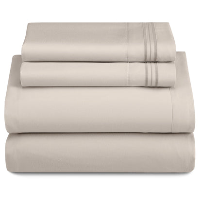 Décor Microfiber Bedding Sheet Set Flat Sheet, 16 Inches Deep Pocket Fitted Sheet 3 Pieces