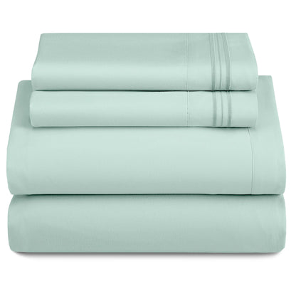 Décor Microfiber Bedding Sheet Set Flat Sheet, 16 Inches Deep Pocket Fitted Sheet 3 Pieces