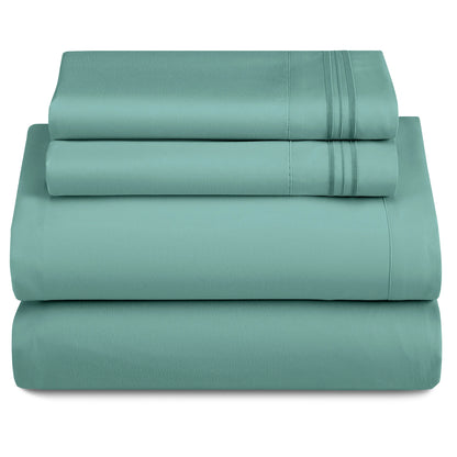 Décor Microfiber Bedding Sheet Set Flat Sheet, 16 Inches Deep Pocket Fitted Sheet 3 Pieces