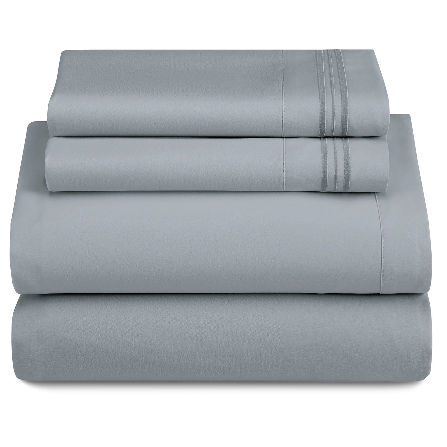 Décor Microfiber Bedding Sheet Set Flat Sheet, 16 Inches Deep Pocket Fitted Sheet 3 Pieces