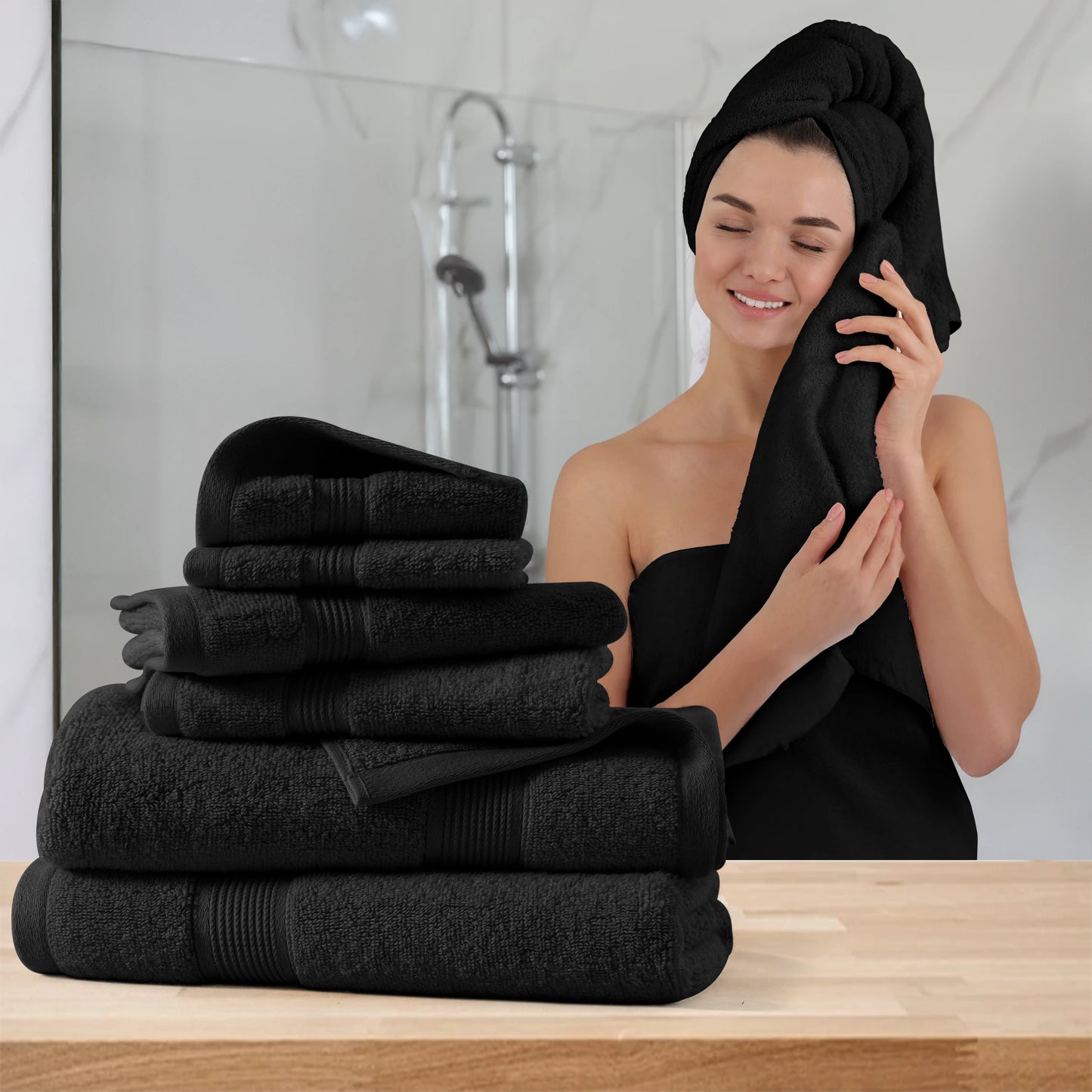 100% Cotton Ultra-Soft Absorbent Towel Set  525 GSM 6-Piece
