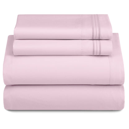 Décor Microfiber Bedding Sheet Set Flat Sheet, 16 Inches Deep Pocket Fitted Sheet 3 Pieces