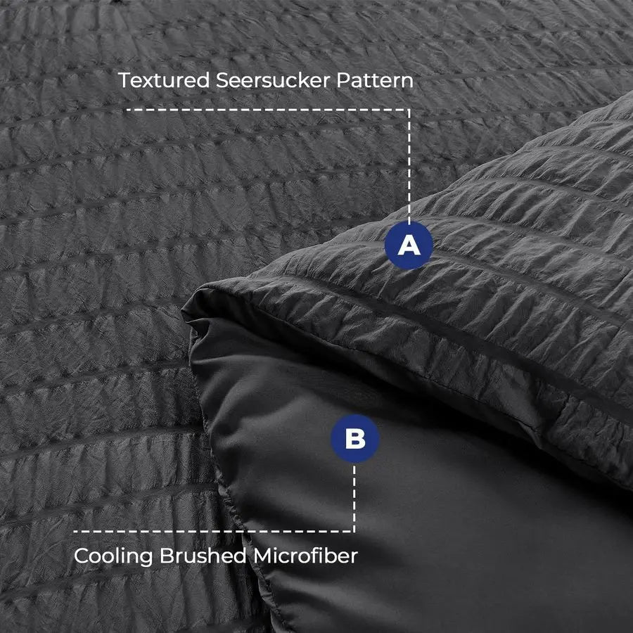 Seersucker Queen Bedding Comforter Set 7 Pieces