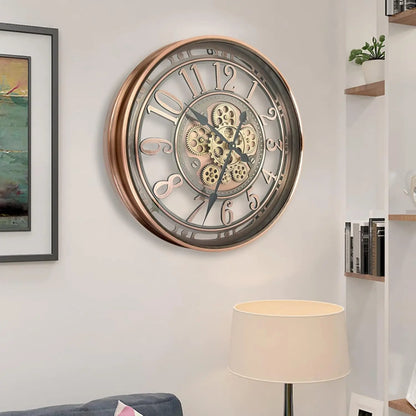 Large Metal Industrial Steampunk Unique Vintage Rustic Real Moving Gears Wall Clock