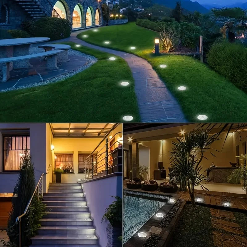 Mini Solar Powered Outdoor Waterproof Ground Lights 8 Pack