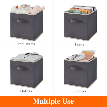 11/13 Inch Foldable Fabric Cube Storage Bins with Handles for Shelves Closet Home Organization 8 Pack