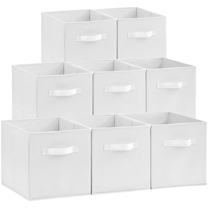 11/13 Inch Foldable Fabric Cube Storage Bins with Handles for Shelves Closet Home Organization 8 Pack