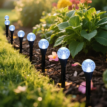 Outdoor Solar LED Bubble Ball Lights Automatic Nighttime Opening 30 Warm White Bulbs