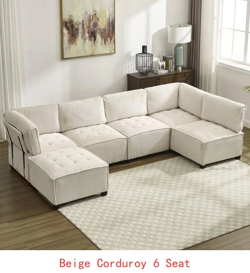 Modular Sectional Sofa U-Shaped Couch with Reversible Chaise 6-Seat Convertible Design