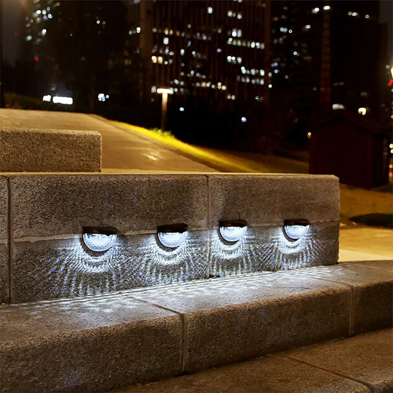 Solar 6 LED Outdoor Waterproof Wall Lamp Lights Warm White for Yard Garage Porch Fence Driveway Railing 2Pcs