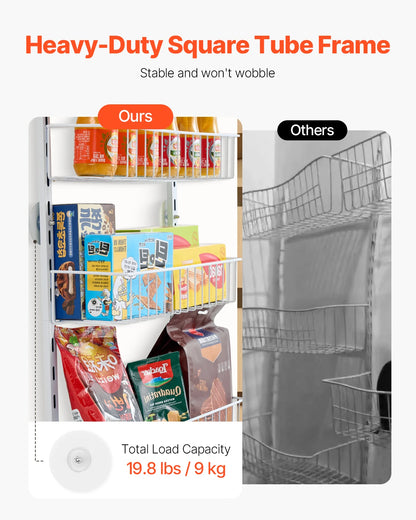 VEVOR 6/8/9/10 Tier Over the Door Hanging Pantry Spice Rack Organizer Heavy-Duty Steel Adjustable