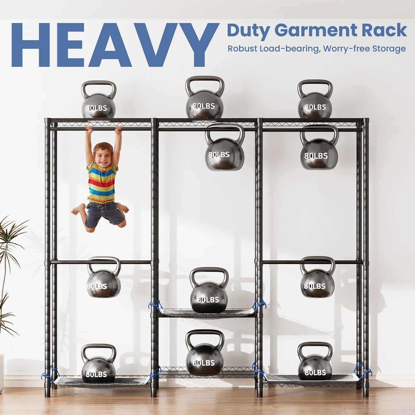 Portable Freestanding Heavy Duty Hanging Wardrobe Storage Organizer