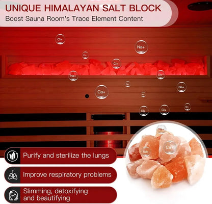 Canadian Hemlock Indoor Infrared Sauna with Himalayan Salt Panel 3-4 Person