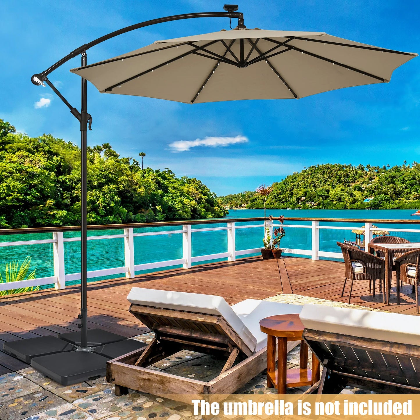 Heavy Duty Cantilever Offset Patio Umbrella Base 4pcs 13L Square Black