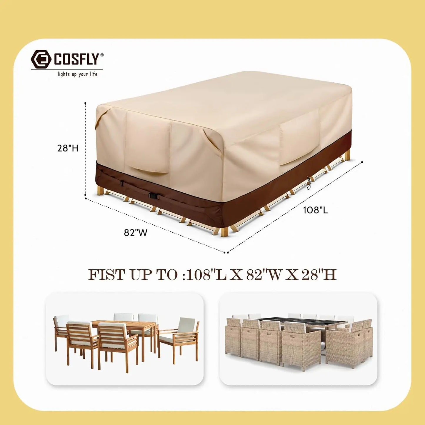 Durable Waterproof Outdoor Patio Furniture Covers Protectors for Large Sets up to 108"x82"x28"