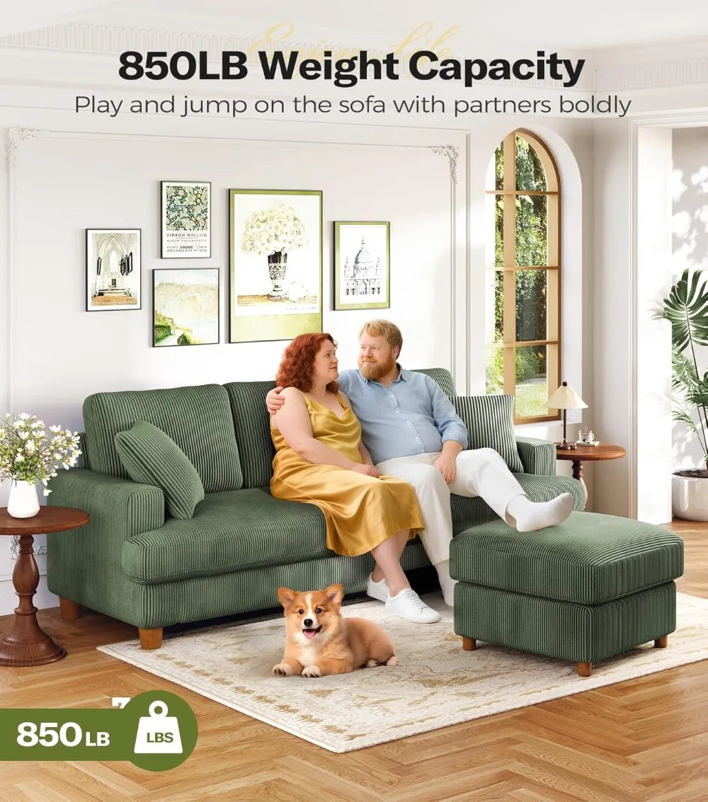 87in Corduroy Kidirect Sofa No Tool Assembly 21in Deeper Seats