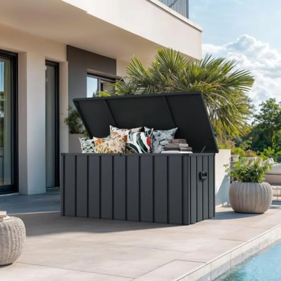 Waterproof Outdoor Lockable Deck Storage Box  with Lid 100 Gallon
