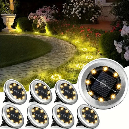 Mini Solar Powered Outdoor Waterproof Ground Lights 8 Pack
