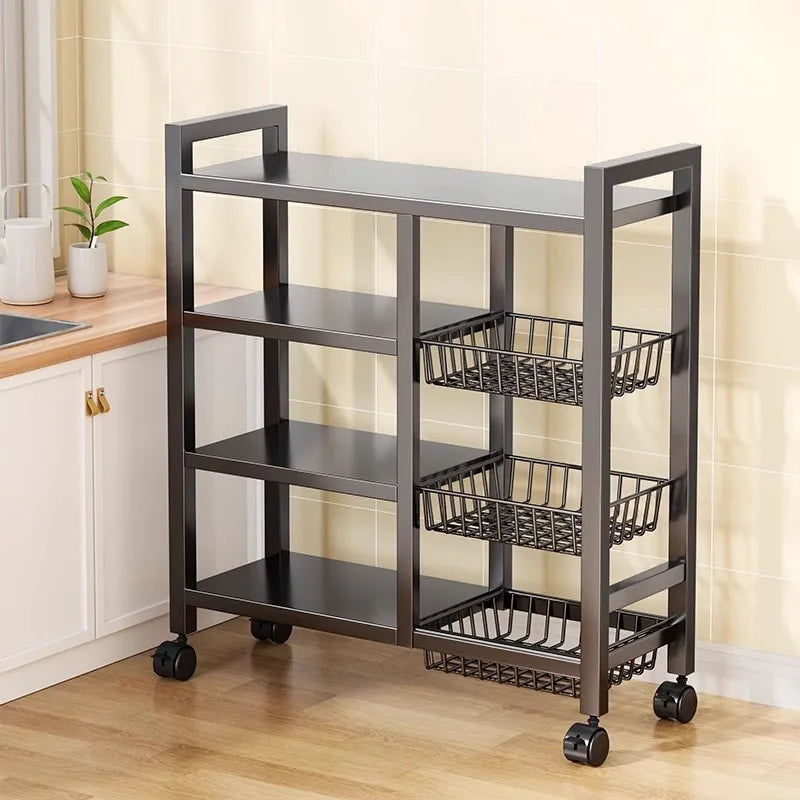 Multi-functional Black Metal Removable Cabinet Storage Rack 4 layers Multi-Layer Vegetable Fruit Storage Rack