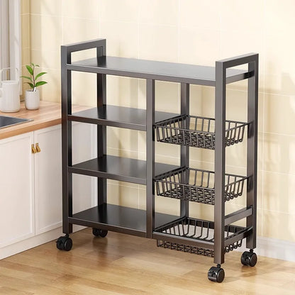 Multi-functional Black Metal Removable Cabinet Storage Rack 4 layers Multi-Layer Vegetable Fruit Storage Rack