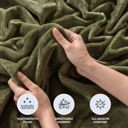 Super Soft Flannel Fleece Throw Blanket Washable Lightweight for Couch, Sofa, Bed, Office
