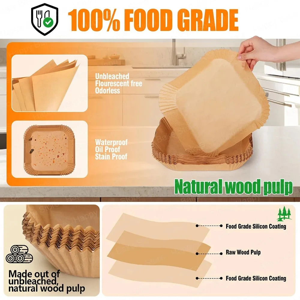 Air Fryer Paper Liner Compatible with Ninja Crispi Non-Stick Disposable
