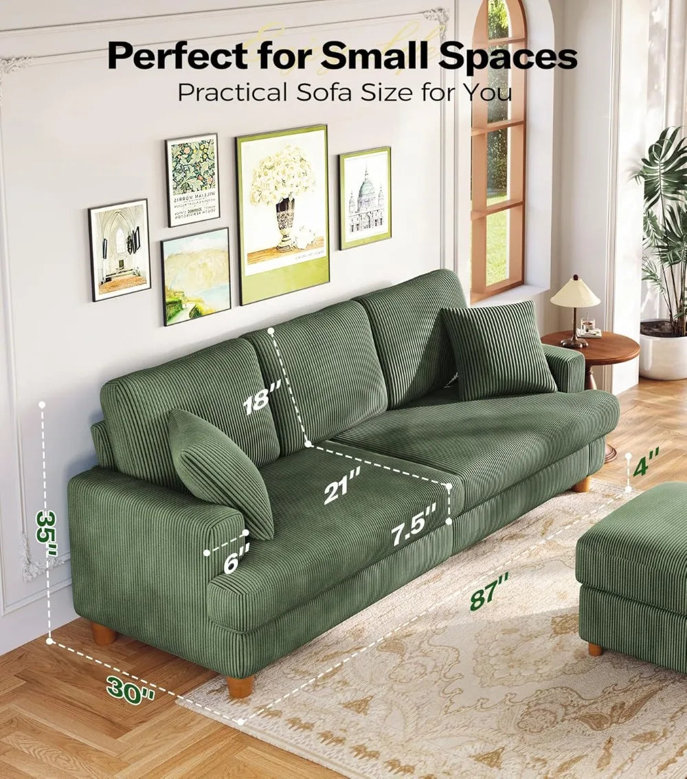 87in Corduroy Kidirect Sofa No Tool Assembly 21in Deeper Seats