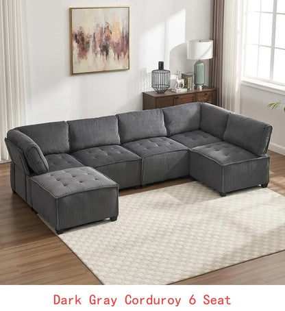 Modular Sectional Sofa U-Shaped Couch with Reversible Chaise 6-Seat Convertible Design
