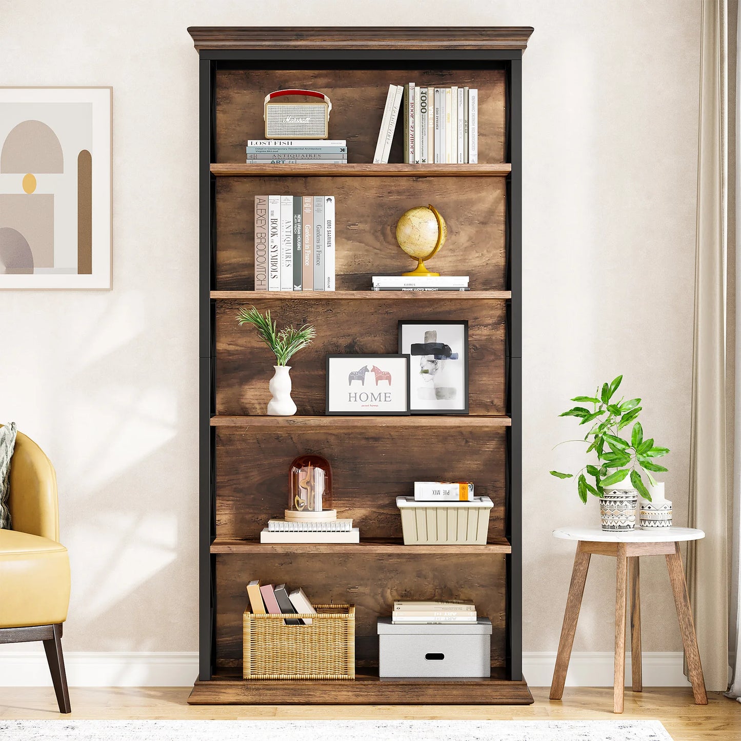 Industrial 6-Tier 5 Shelf Display Storage Floor Standing Bookcase 71"