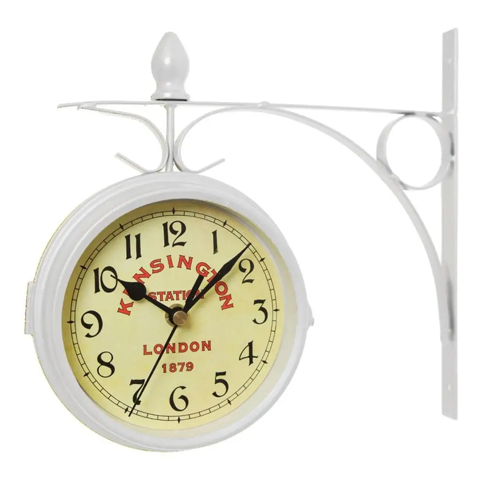 Unique Double-Sided European Antique Hanging Wall Clock