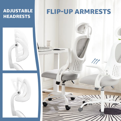Mesh Ergonomic Office Computer Desk Chair with Flip-up Arms Adjustable Headrests Comfortable Lumbar Support