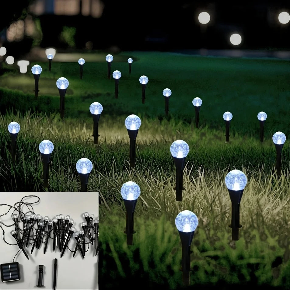 Outdoor Solar LED Bubble Ball Lights Automatic Nighttime Opening 30 Warm White Bulbs
